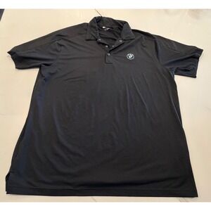 OGIO BMW Mens Black Performance Polo Shirt XL Short Sleeve Golf Snap Placket